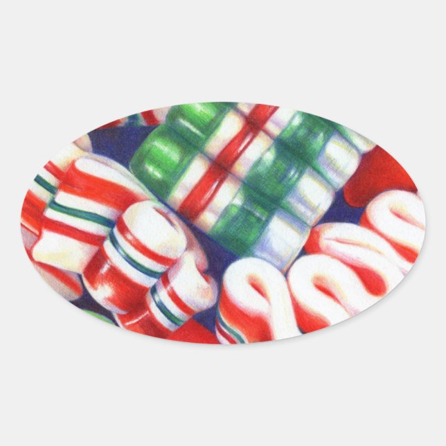 RIBBON CANDY Oval Stickers (Front)