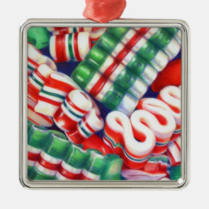 RIBBON CANDY Premium Square Ornament