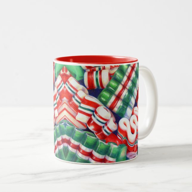 RIBBON CANDY Red Two-Tone Mug (Front Right)
