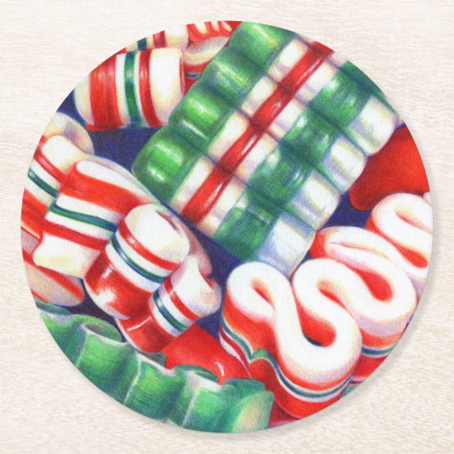 RIBBON CANDY Round Paper Coasters (Front)