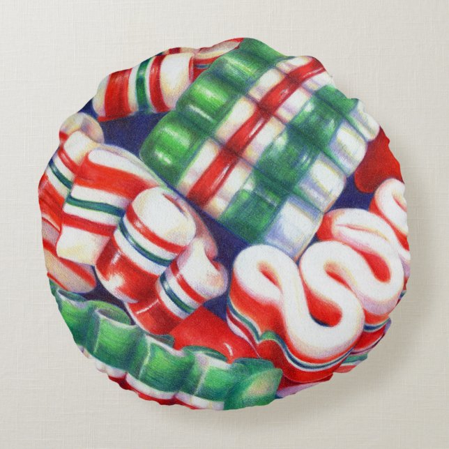 RIBBON CANDY Round Pillow (Back)