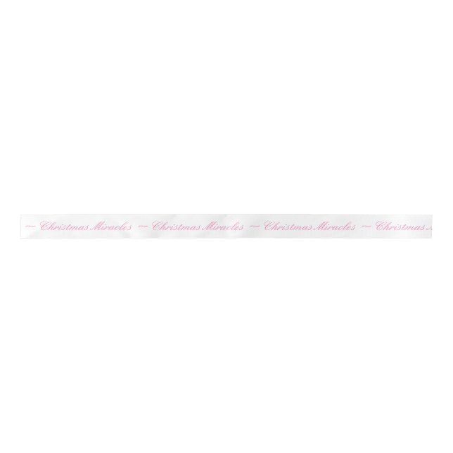 Ribbon - Christmas Miracles, pink on White ribbon Satin Ribbon (Front)