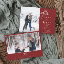 Ribbon Christmas Save The Date Card