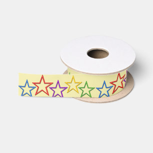 Ribbon - Colourful Stars Satin Ribbon