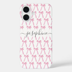 Ribbon coquette Pink Aesthetic bows personalized iPhone 16 Case