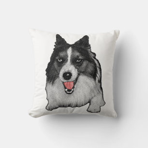 Ribbon‑Corner Corgi Accent Throw Pillow