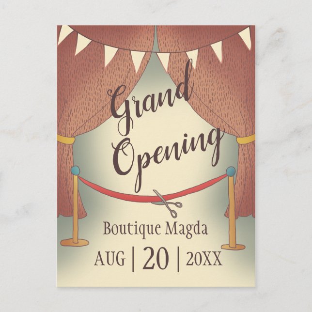 Ribbon cut Grand opening invitation postcard (Front)
