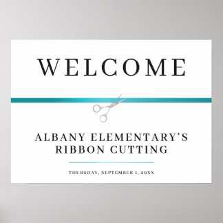 Ribbon Cutting Ceremony Welcome Sign in Teal