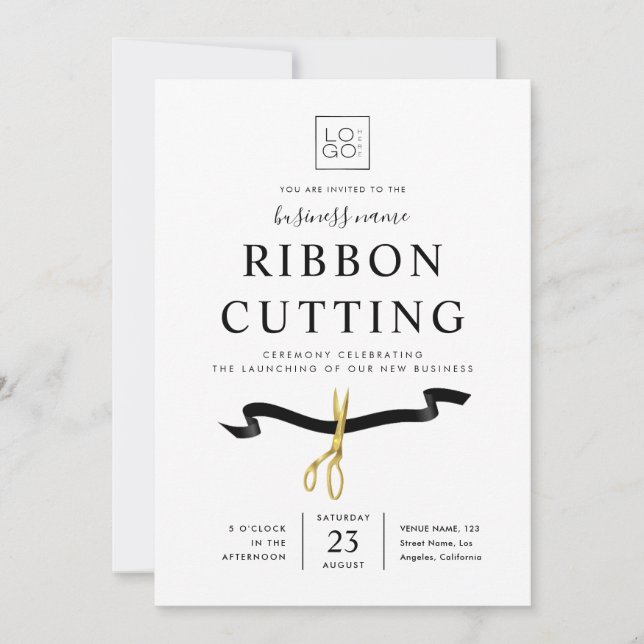 Ribbon Cutting Grand Opening Business Launch Event Invitation (Front)
