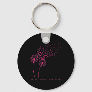 Ribbon Dandelion Faith Hope Love Breast Cancer  Keychain