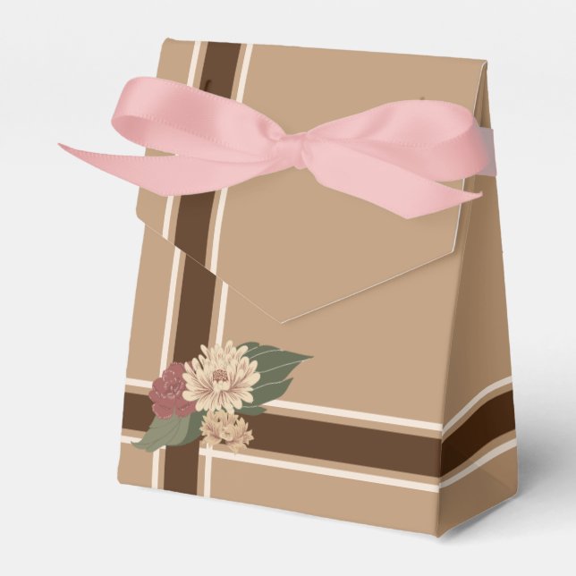 Ribbon Design with Floral Accent Favour Box (Front Side)