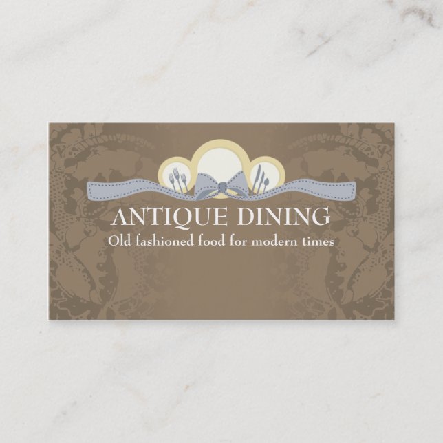 Ribbon dinner plates chef catering business cards (Front)