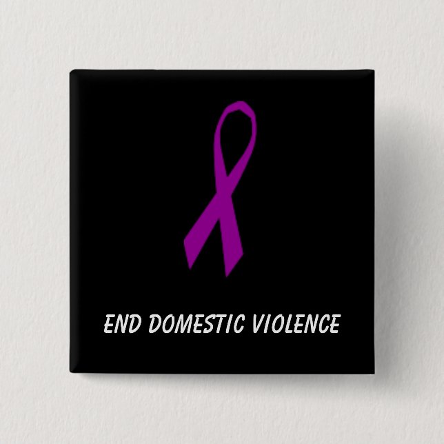 Ribbon, End Domestic Violence 2 Inch Square Button (Front)