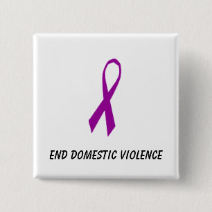 Ribbon, End Domestic Violence 2 Inch Square Button