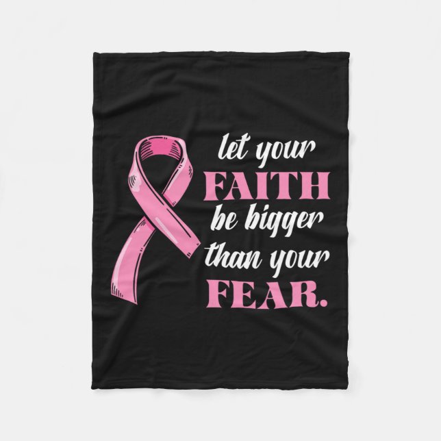 Ribbon Faith Breast Cancer Awareness Fear Warrior  Fleece Blanket (Front)