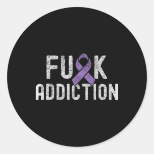 Ribbon Fck Addiction Overdose Awareness 1 Classic Round Sticker