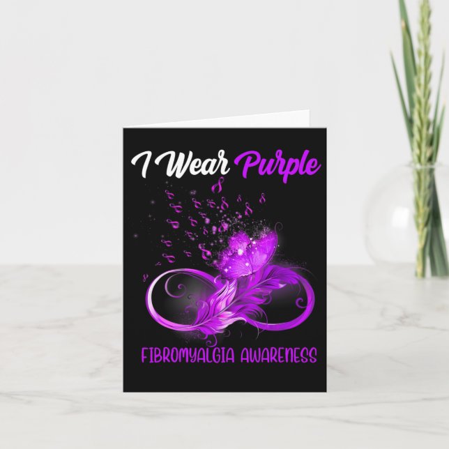Ribbon Feather Fibromyalgia Awareness  Card (Front)