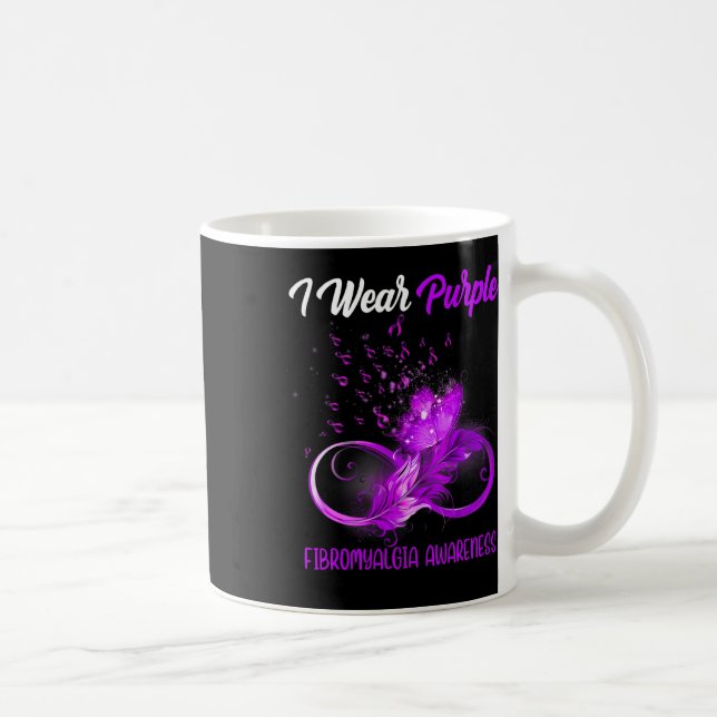 Ribbon Feather Fibromyalgia Awareness  Coffee Mug (Right)