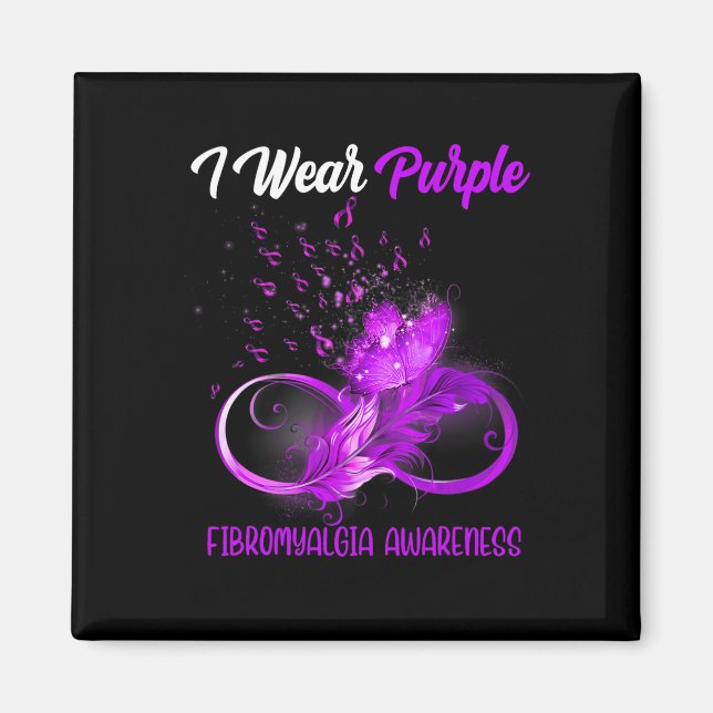 Ribbon Feather Fibromyalgia Awareness  Magnet (Front)