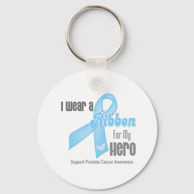 Ribbon For My Hero - Prostate Cancer Keychain (Front)