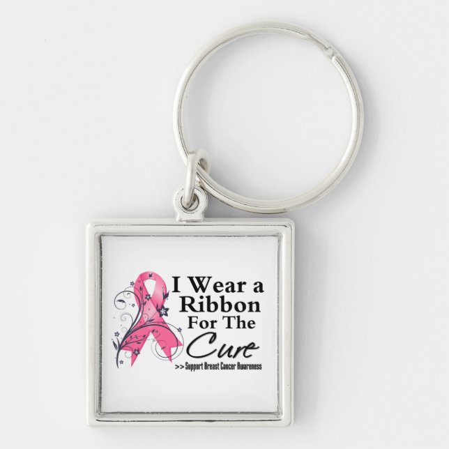 Ribbon For The Cure - Breast Cancer Keychain (Front)