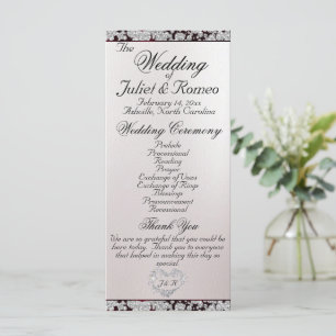 Ribbon & Glitter on Pearl - Burgundy Wedding Program