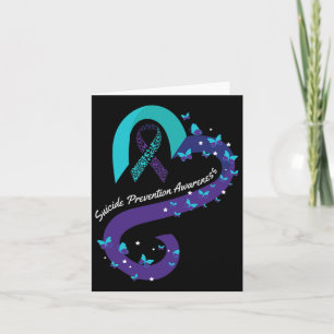 Ribbon Heart Butterfly Suicide Awareness Mental He Card