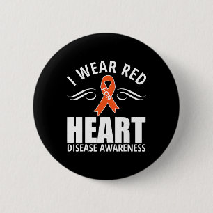 Ribbon Heart Disease Awareness Gift  2 Inch Round Button