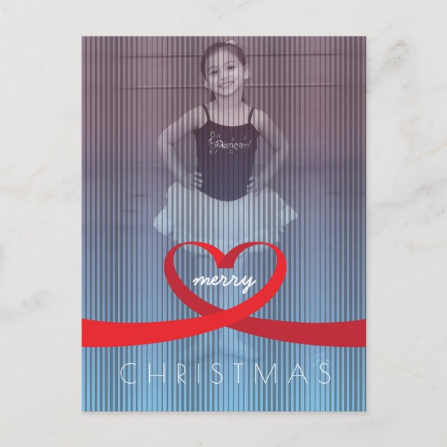 Ribbon Heart Holiday Postcard (Front)