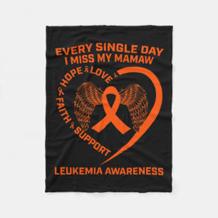 Ribbon Heart Leukaemia Awareness In Memory Of Mama Fleece Blanket