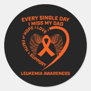 Ribbon Heart Leukaemia Awareness In Memory Of My D Classic Round Sticker