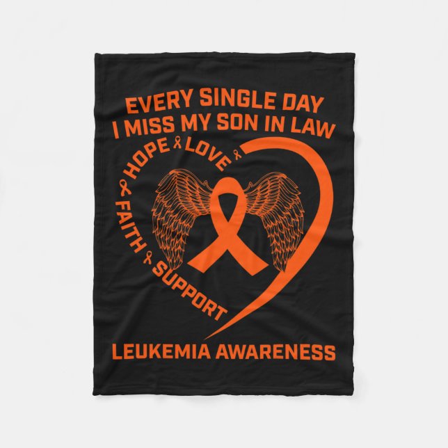 Ribbon Heart Leukaemia Awareness Memory Of Son In  Fleece Blanket (Front)