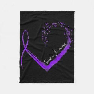 Ribbon Heart Overdose Awareness Fleece Blanket