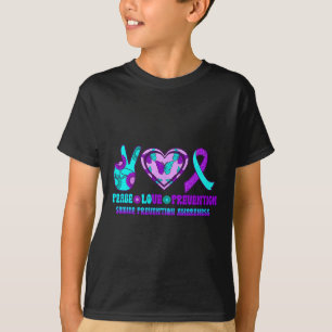 Ribbon Heart Peace Love Prevention Happy Suicide A T-Shirt