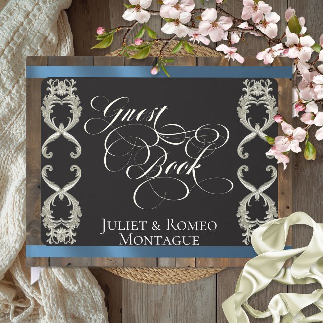 Ribbon & Heart Wedding - Blue Guest Book (Creator Uploaded)