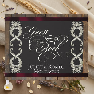 Ribbon & Heart Wedding - Burgundy Guest Book