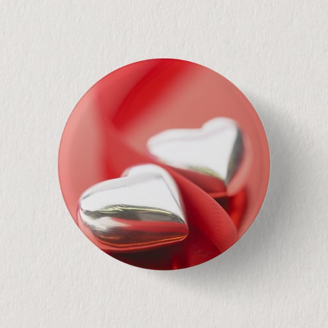 Ribbon Hearts 1 Inch Round Button (Front)