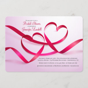 Ribbon Hearts Bridal Shower Invitations