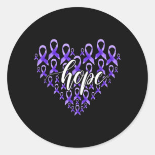 Ribbon Hearts Support Team Overdose Awareness Classic Round Sticker