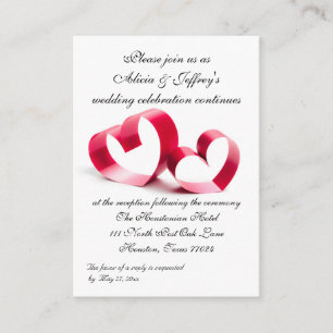 Ribbon Hearts Wedding Reception Enclosure Card