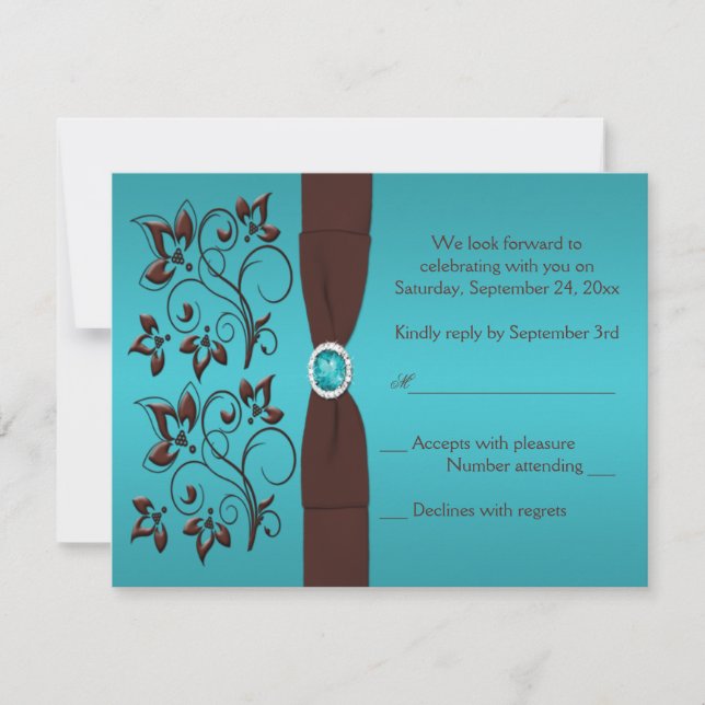RIBBON IMPRIMÉ Turquoise, Brown Carte de réponse I (Devant)