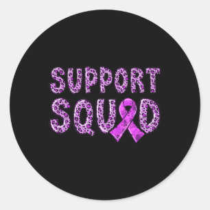 Ribbon Leopard Print Support Squad Overdose 1 Classic Round Sticker