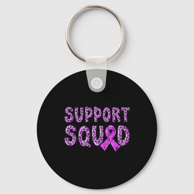 Ribbon Leopard Print Support Squad Overdose 1  Keychain (Front)