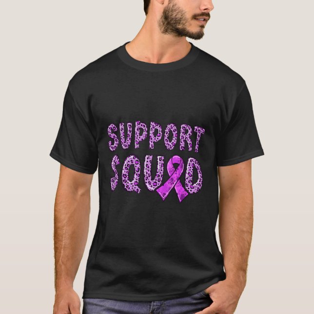 Ribbon Leopard Print Support Squad Overdose 1  T-Shirt (Front)