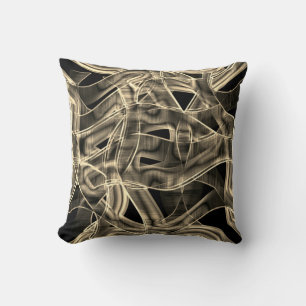 Ribbon-like curves, khaki or beige lines in relief throw pillow