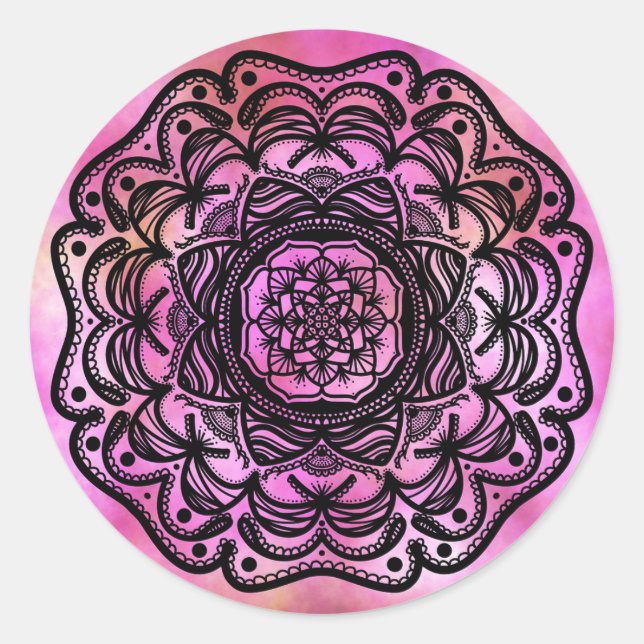 Ribbon Mandala  Classic Round Sticker (Front)