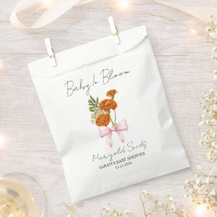 Ribbon Marigold Seeds Baby Shower Favor Bag