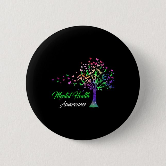 Ribbon Mental Health Awareness  2 Inch Round Button (Front)