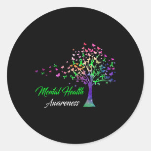 Ribbon Mental Health Awareness Classic Round Sticker