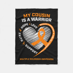 Ribbon Ms Warrior Cousin Multiple Sclerosis Awaren Fleece Blanket
